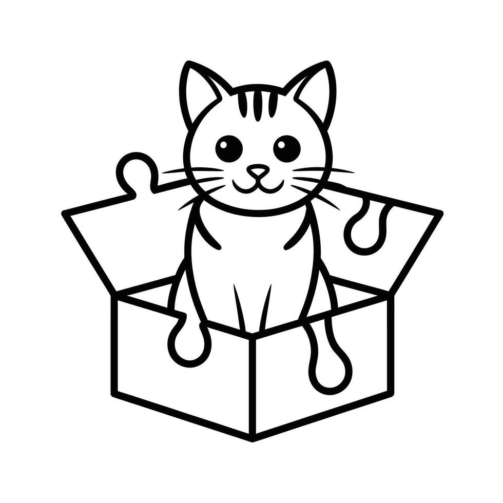 Adorable Cartoon Cat Sitting in a Box Perfect for Kids Products Websites and App Designs vector