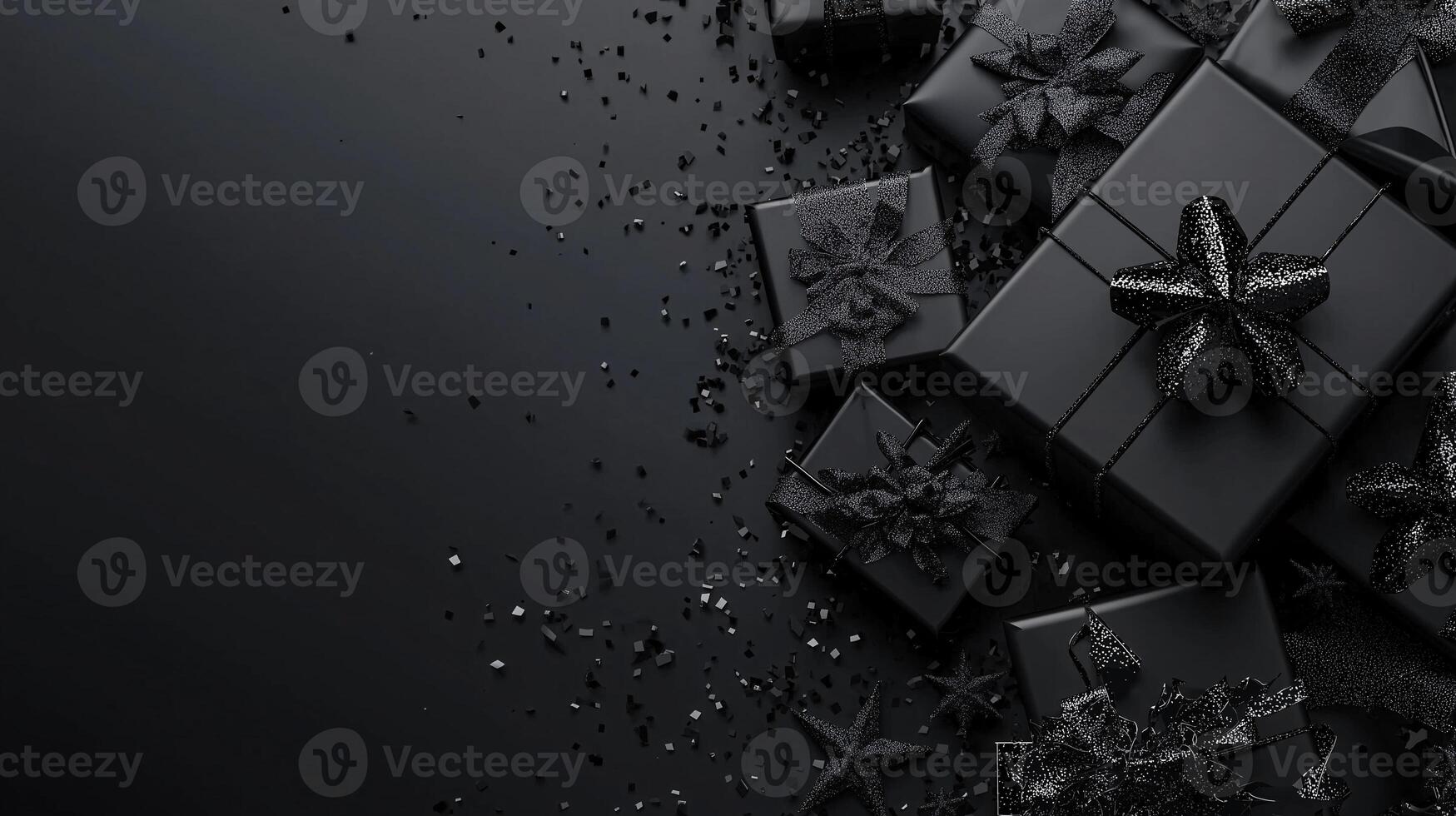 A black background with a bunch of black boxes on it photo