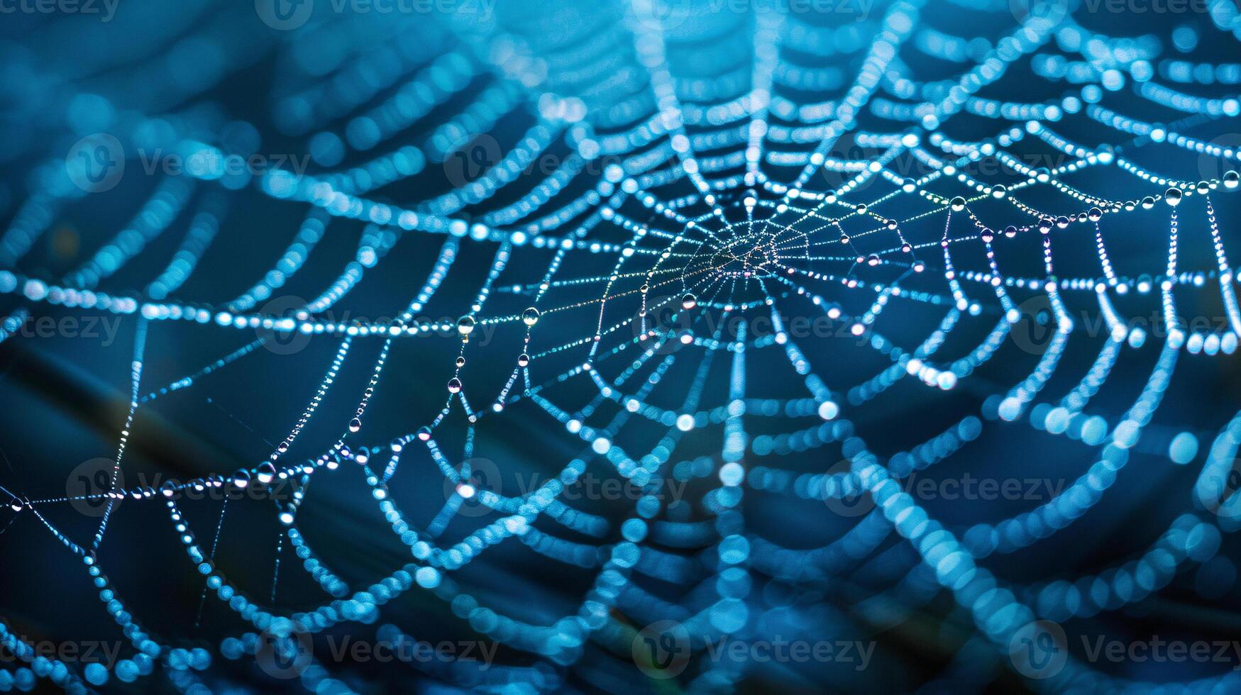 A spider web is shown in blue with a lot of small dots photo