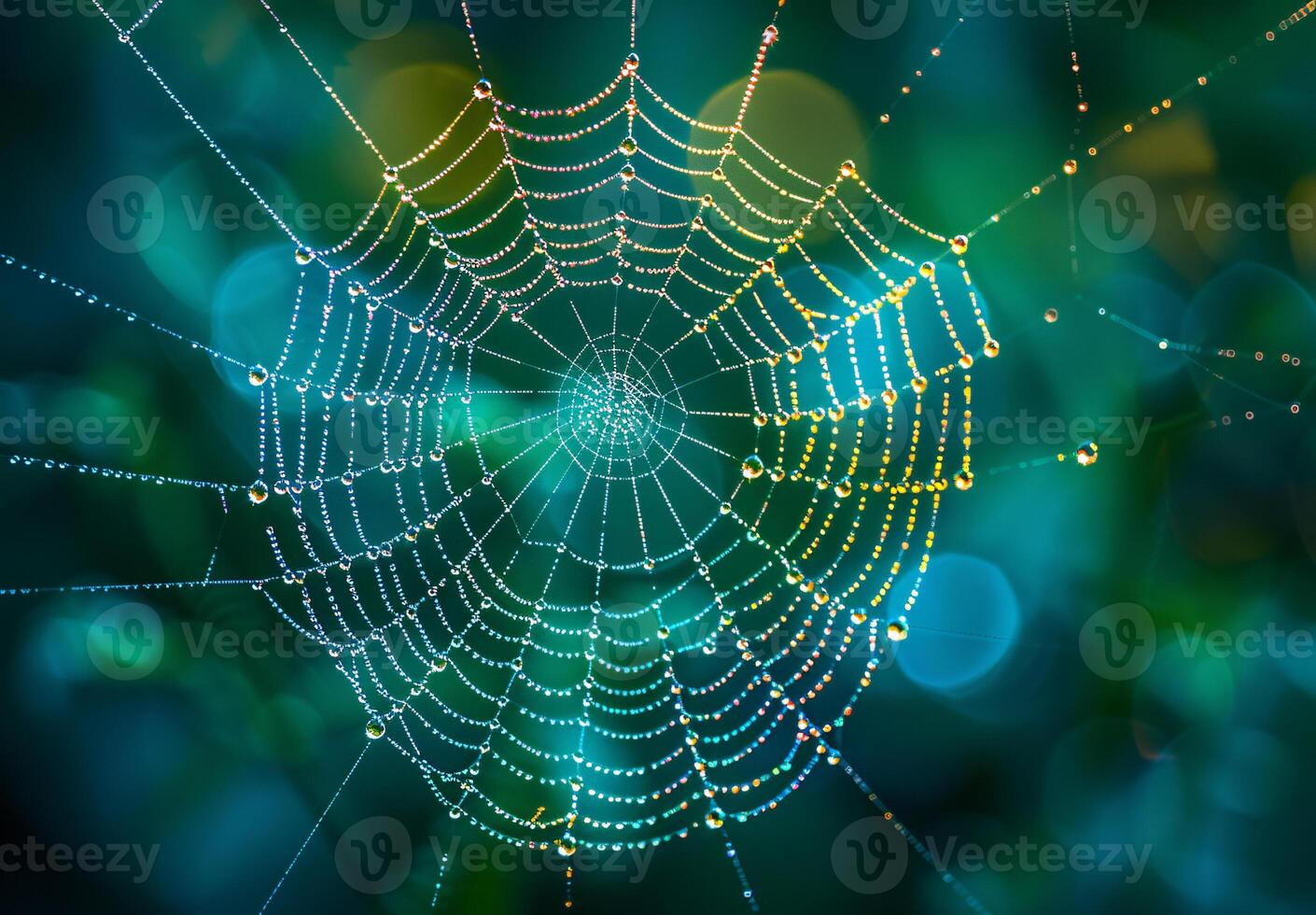 A spider web with water droplets on it photo
