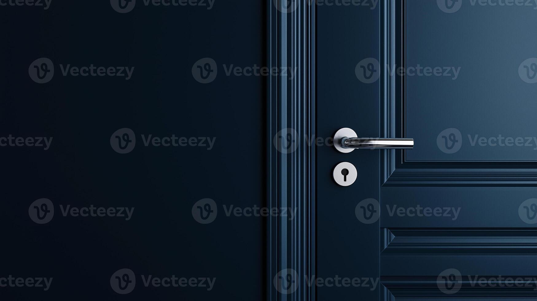 A door with a keyhole and a silver handle photo