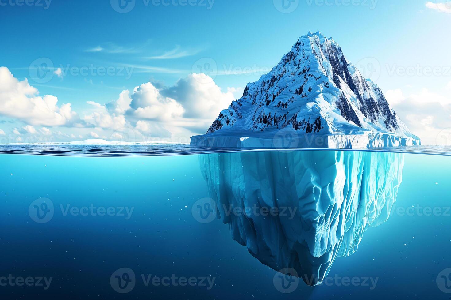 A large iceberg is floating in the ocean photo