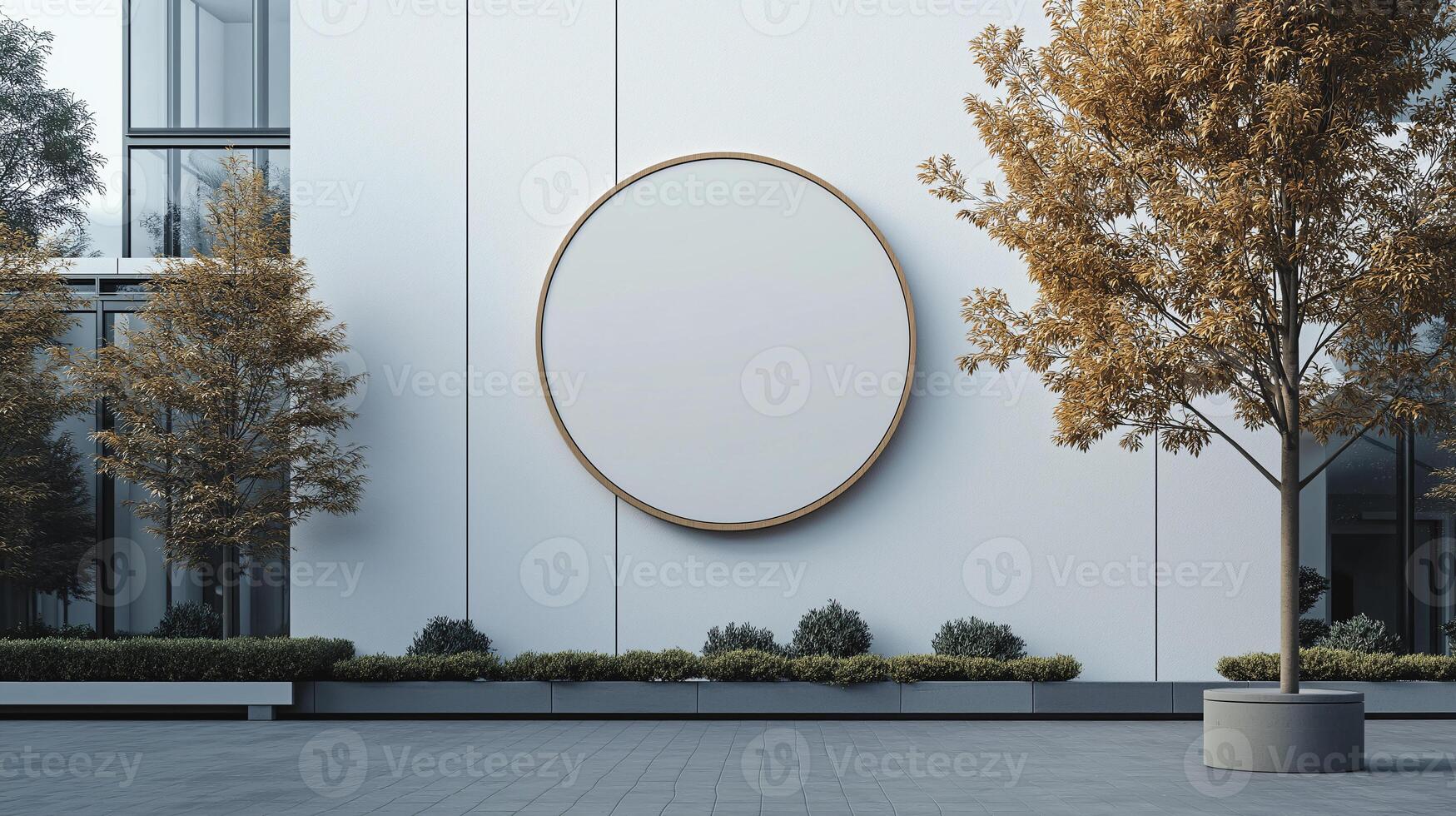 Elegant Circular Frame on Modern Architectural Wall photo