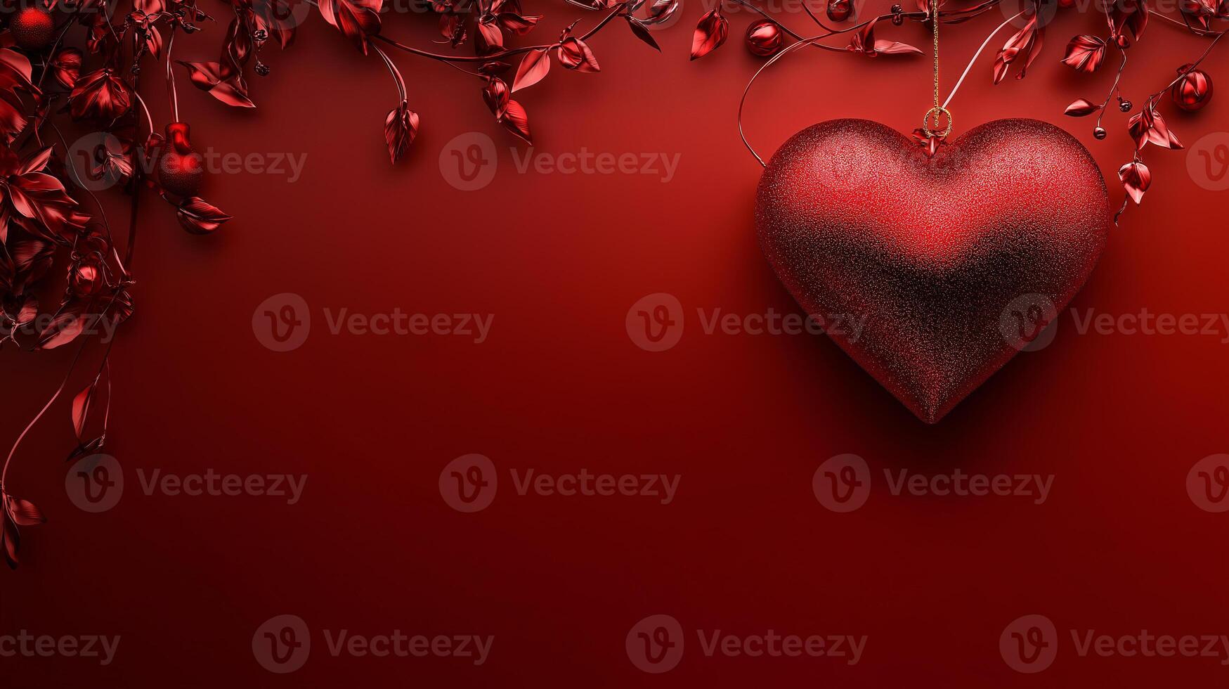 A red heart is on a red background photo