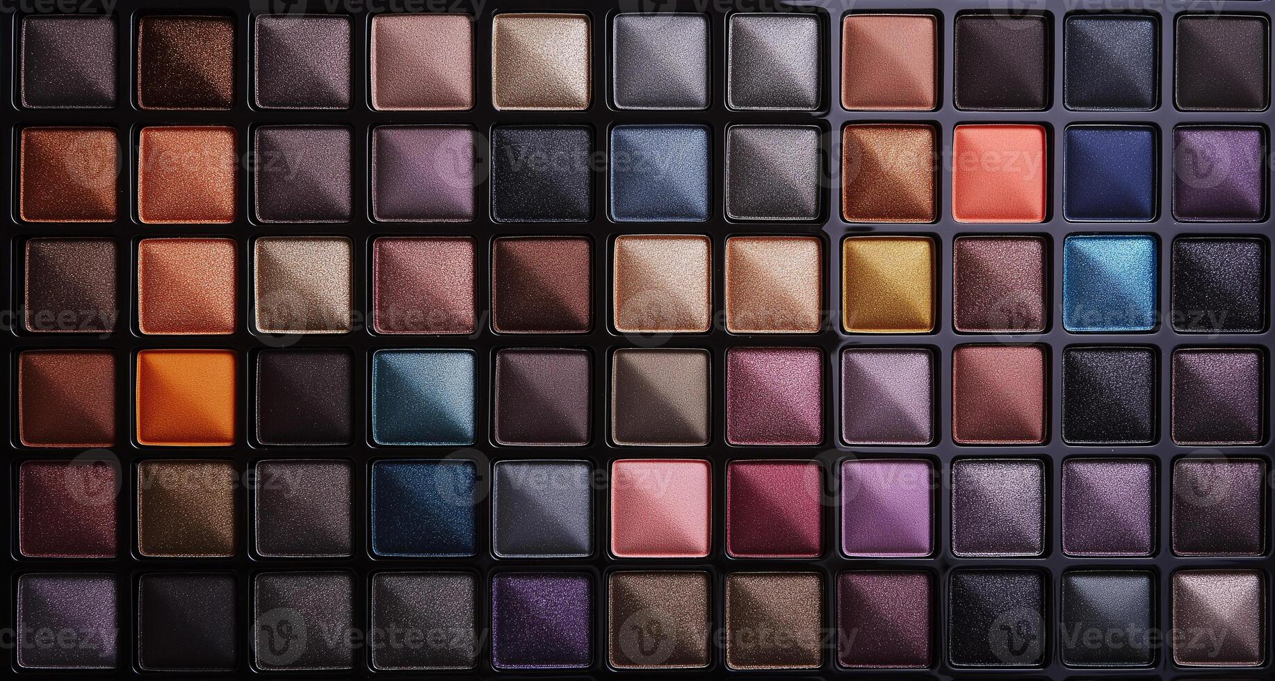 Close up of a makeup palette with many different colours photo