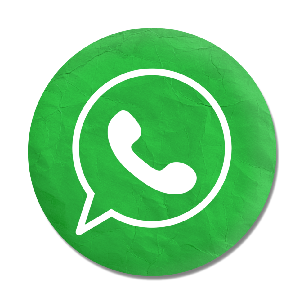 paper texture Whatsapp logo icon on transparent background png