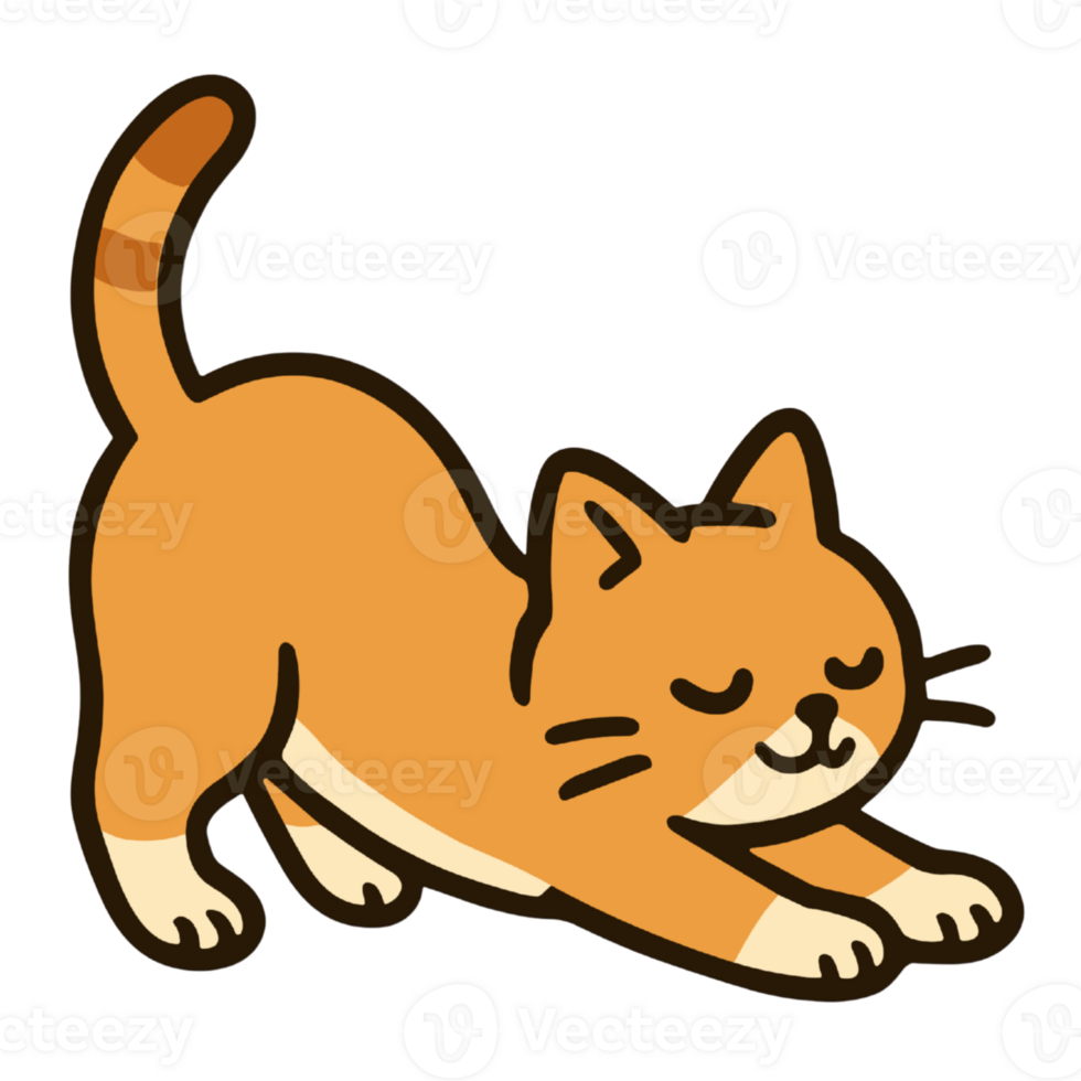 A cartoon cat is doing yoga png