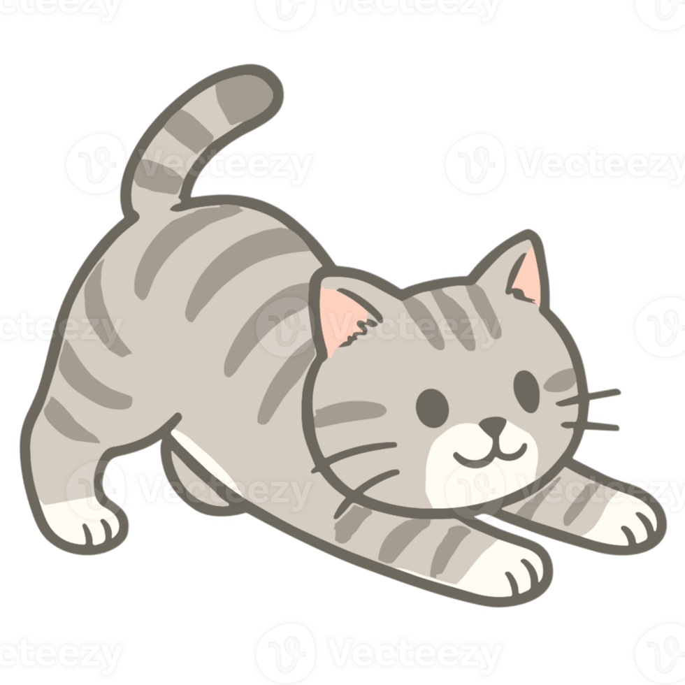 A cartoon cat is laying down on the ground png
