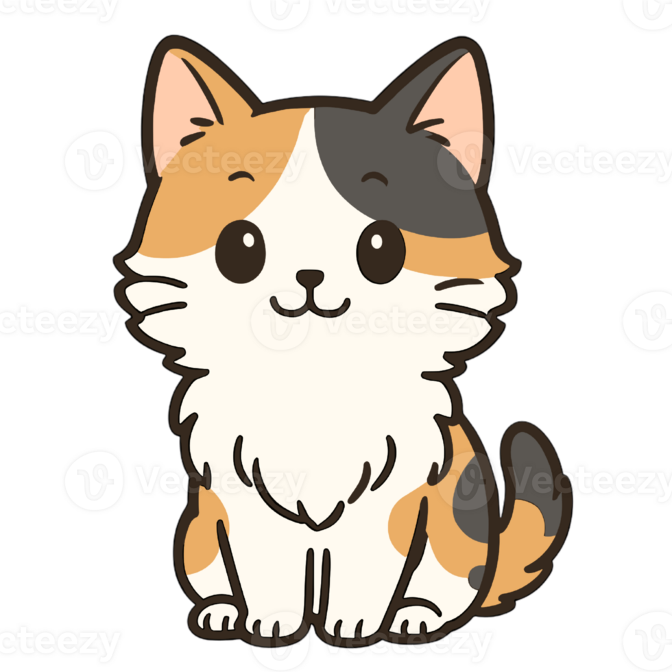A cute cat with a black and white face png