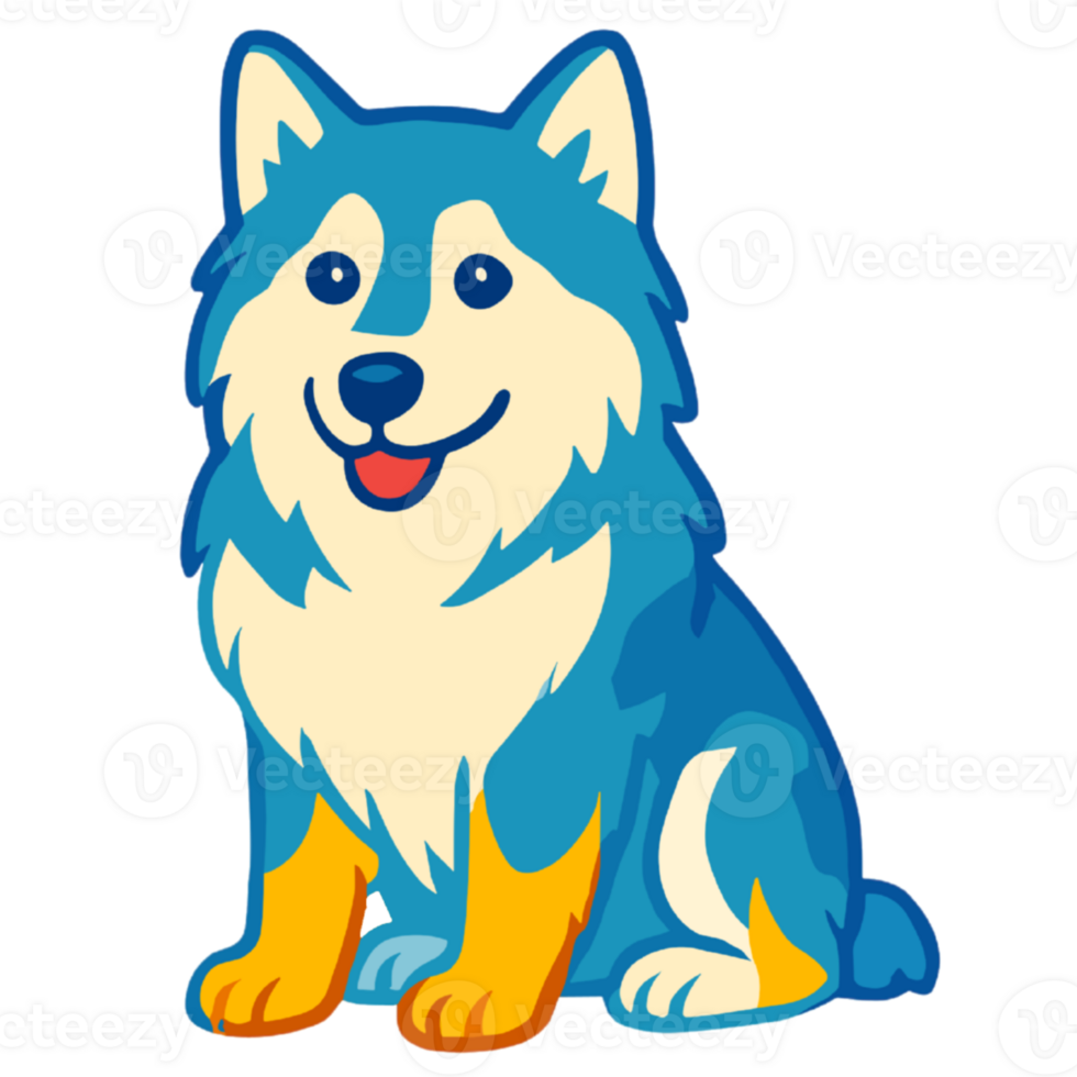 A cartoon dog with blue and yellow fur png