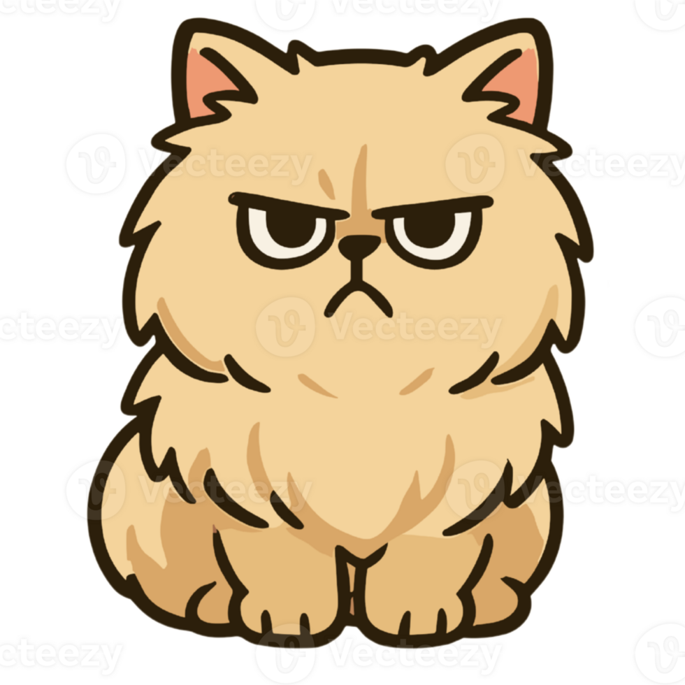 A cartoon cat with an angry expression png