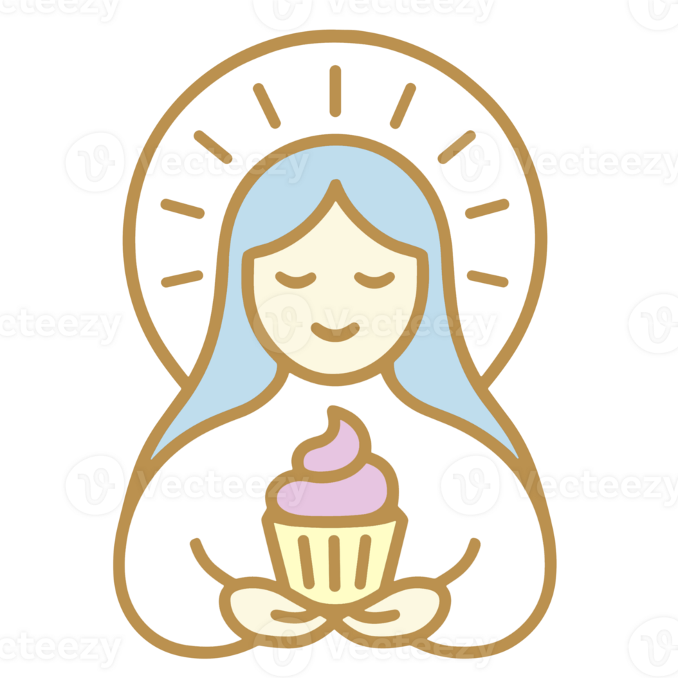 Stylized holy figure holding a cupcake png