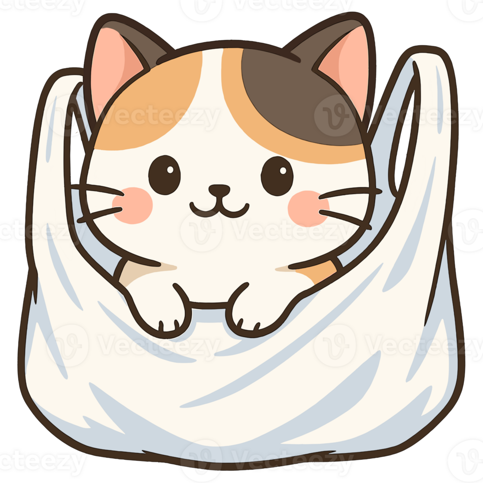 A cute cat in a bag png