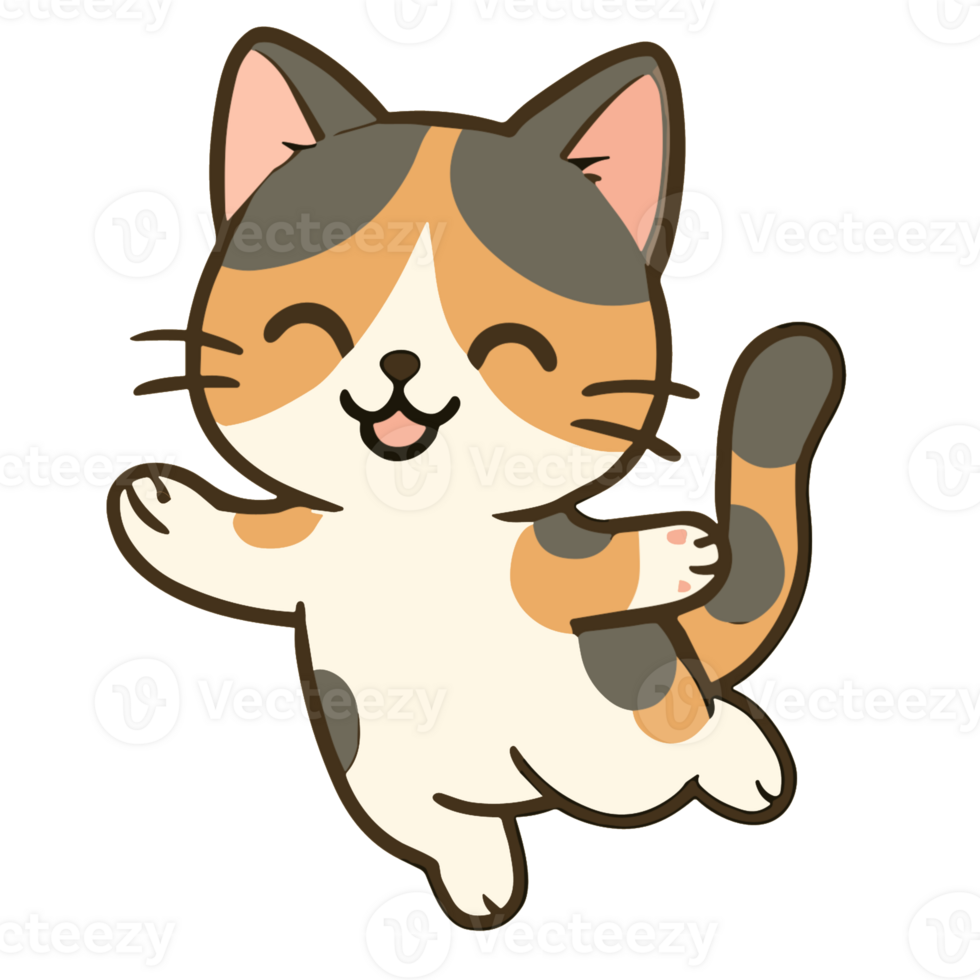 A cartoon cat is jumping up and down png