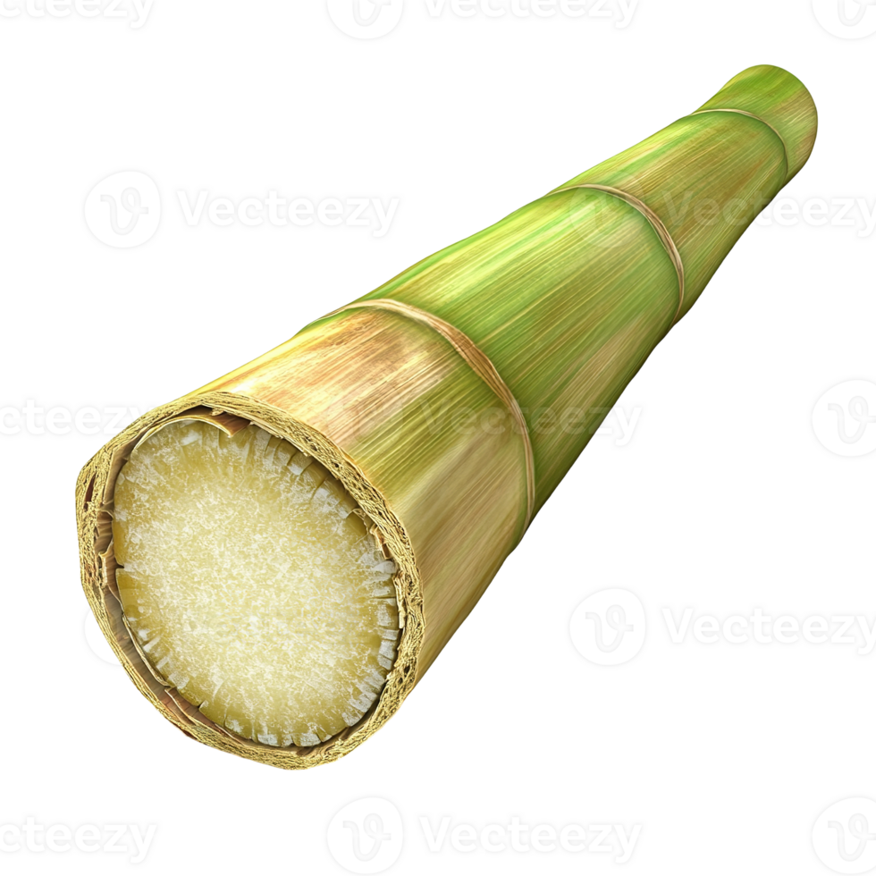 A close up view of a segmented sugarcane stalk png