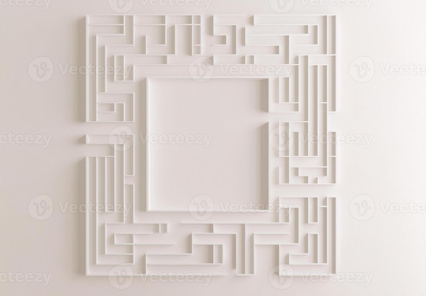 A white maze with a square in the middle photo
