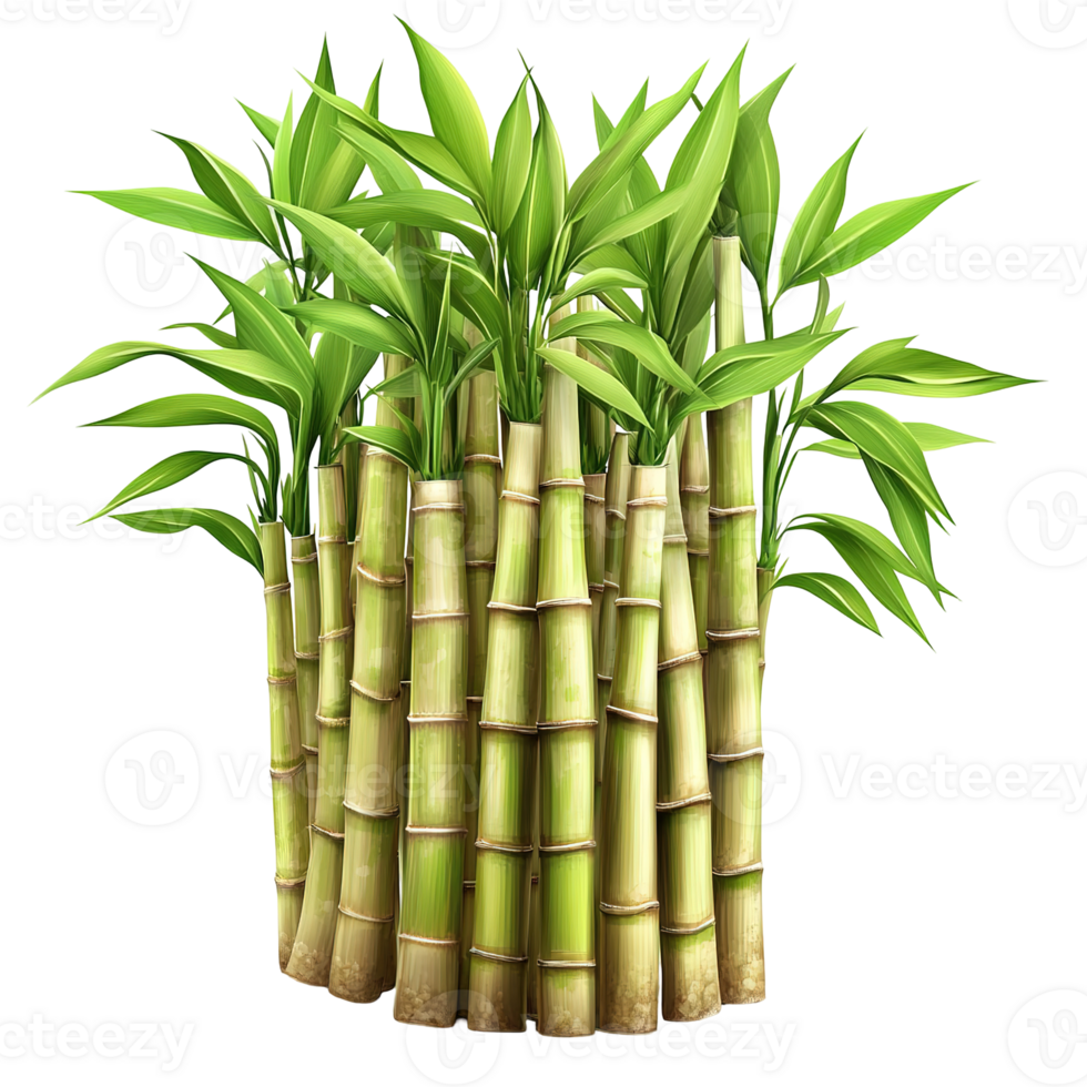Close up of several sugar cane plants with vibrant green leaves png