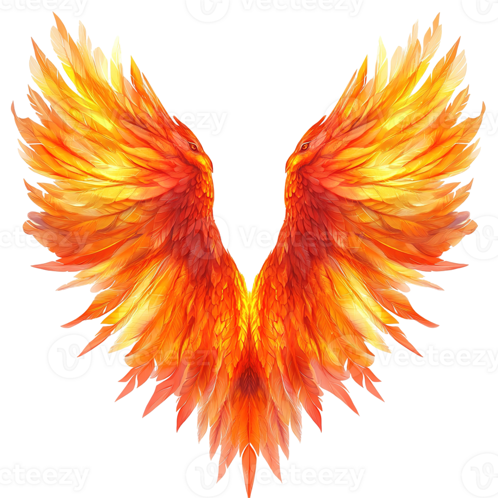 The Majestic Wings Depicted in Warm Fiery Orange and Yellow Hues png