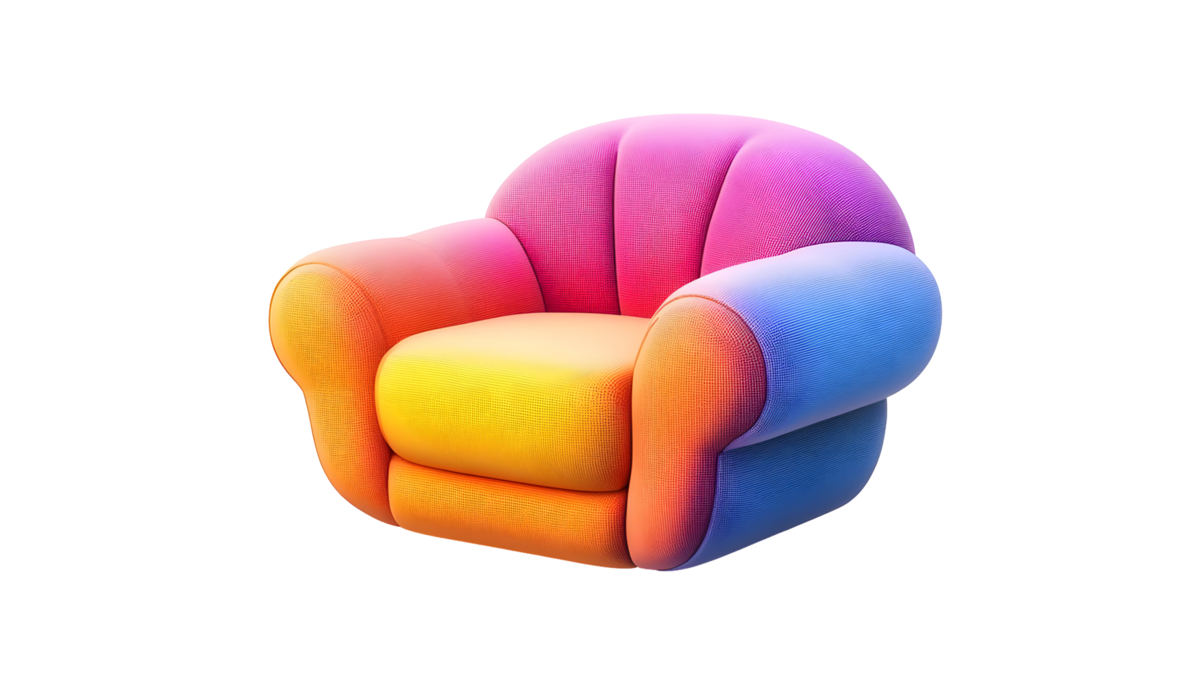 Vibrant multicolored armchair with sculpted upholstery. png