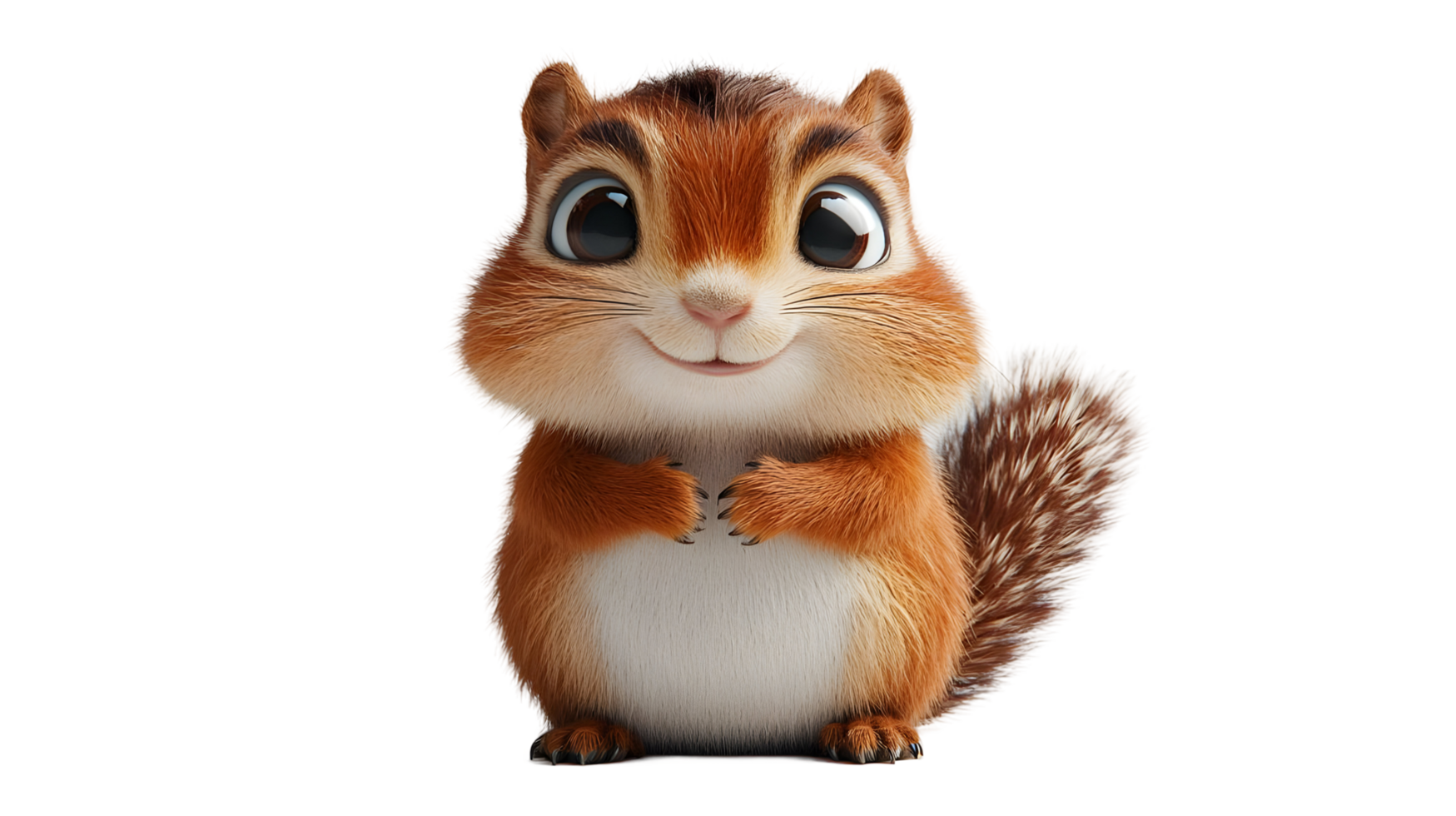 A charming, digitally rendered, cartoon chipmunk character. png