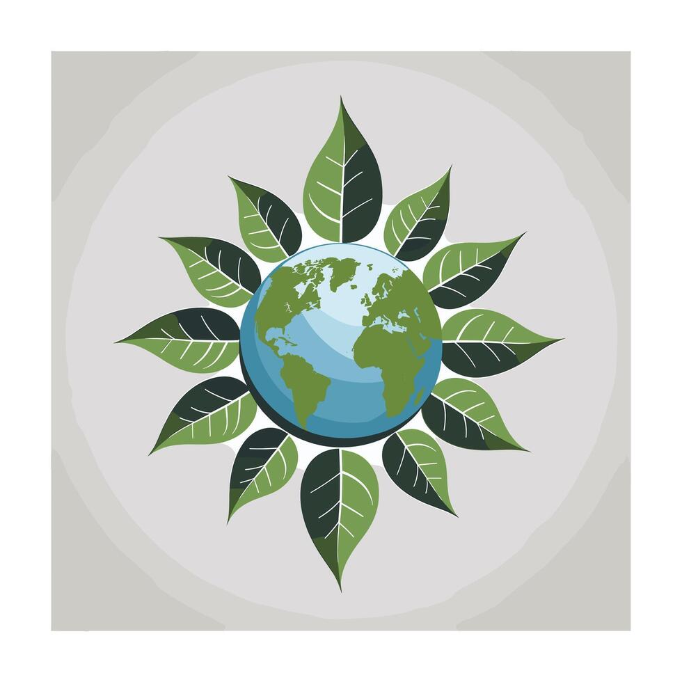 Eco Friendly Earth Globe Surrounded by Lush Green Leaves Sustainable Concept Image vector