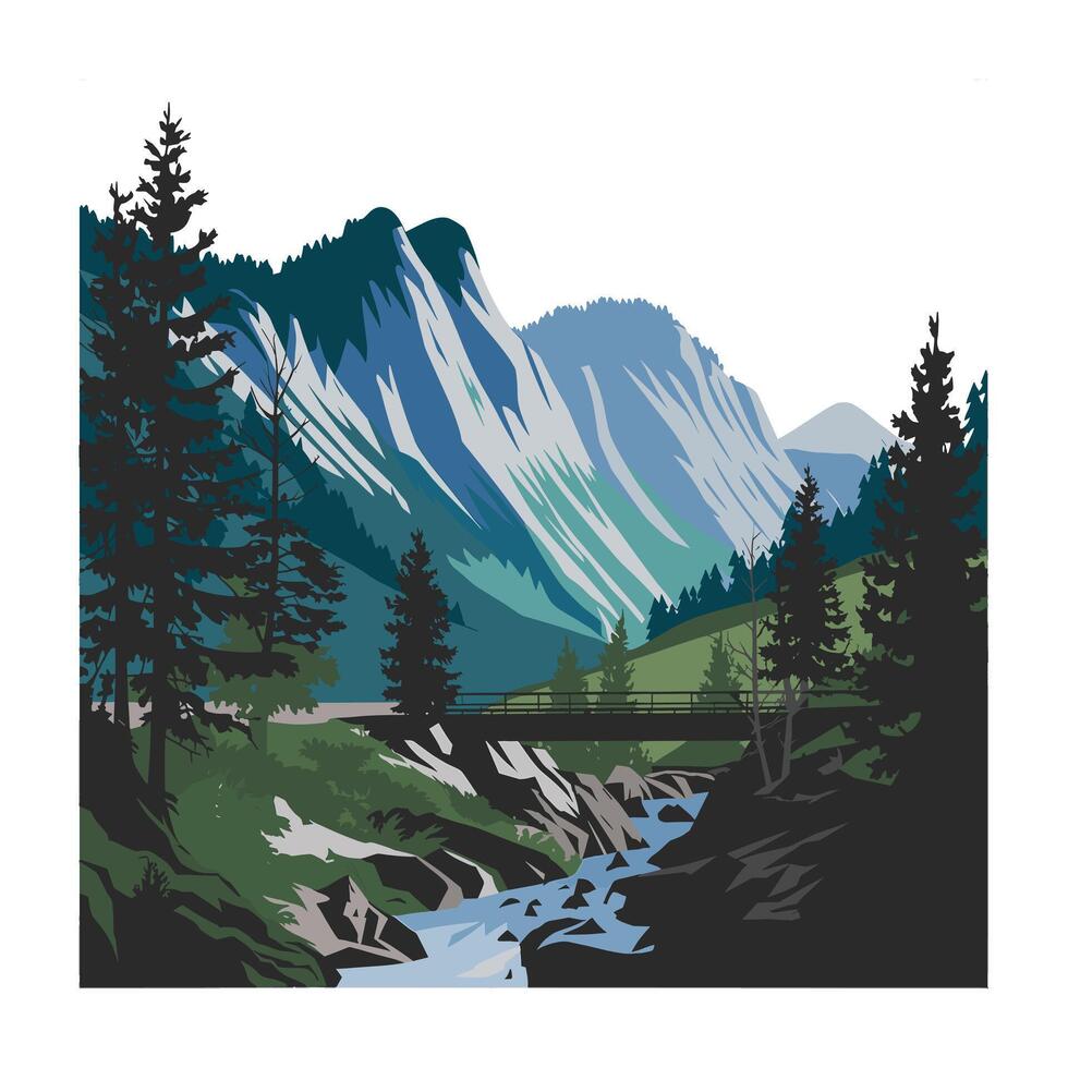 Serene Mountain Landscape Perfect for Travel Brochures and Nature Documentaries vector