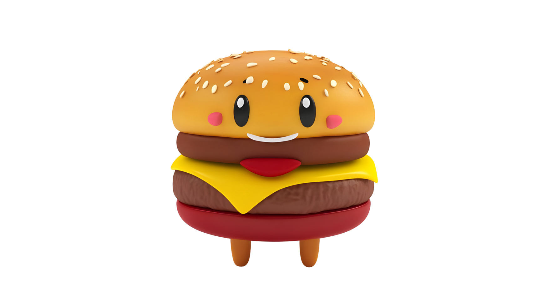 Smiling cheeseburger illustration with happy cartoon face. png