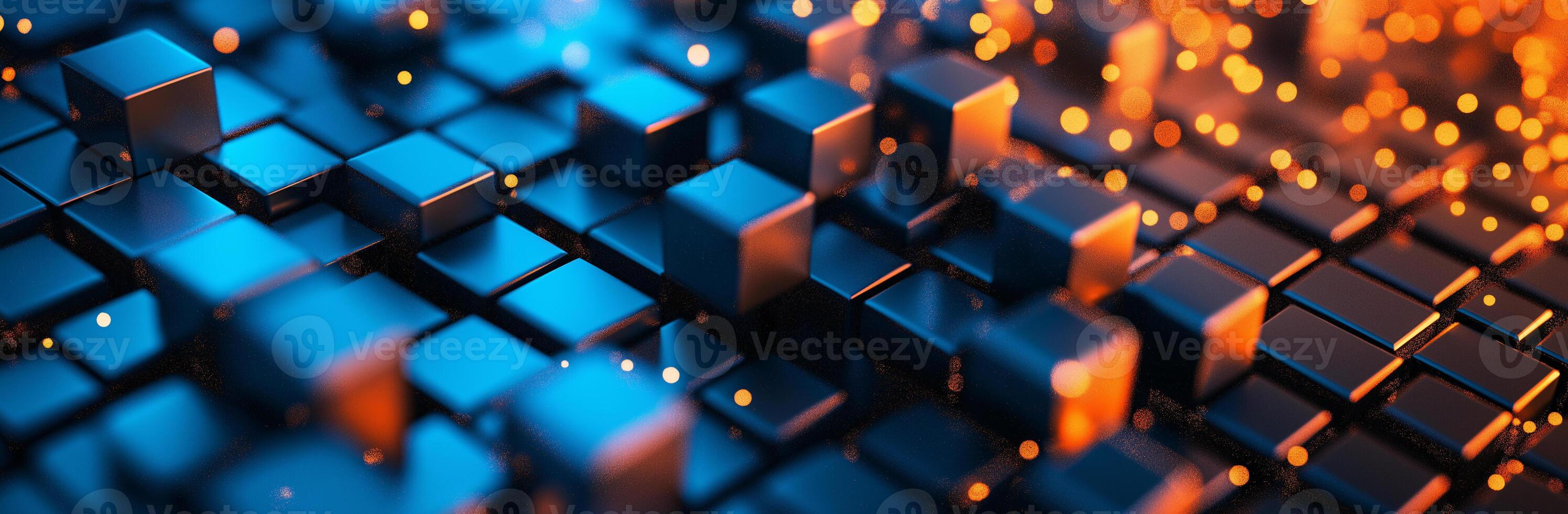 A close up of a blue and orange cube pattern photo