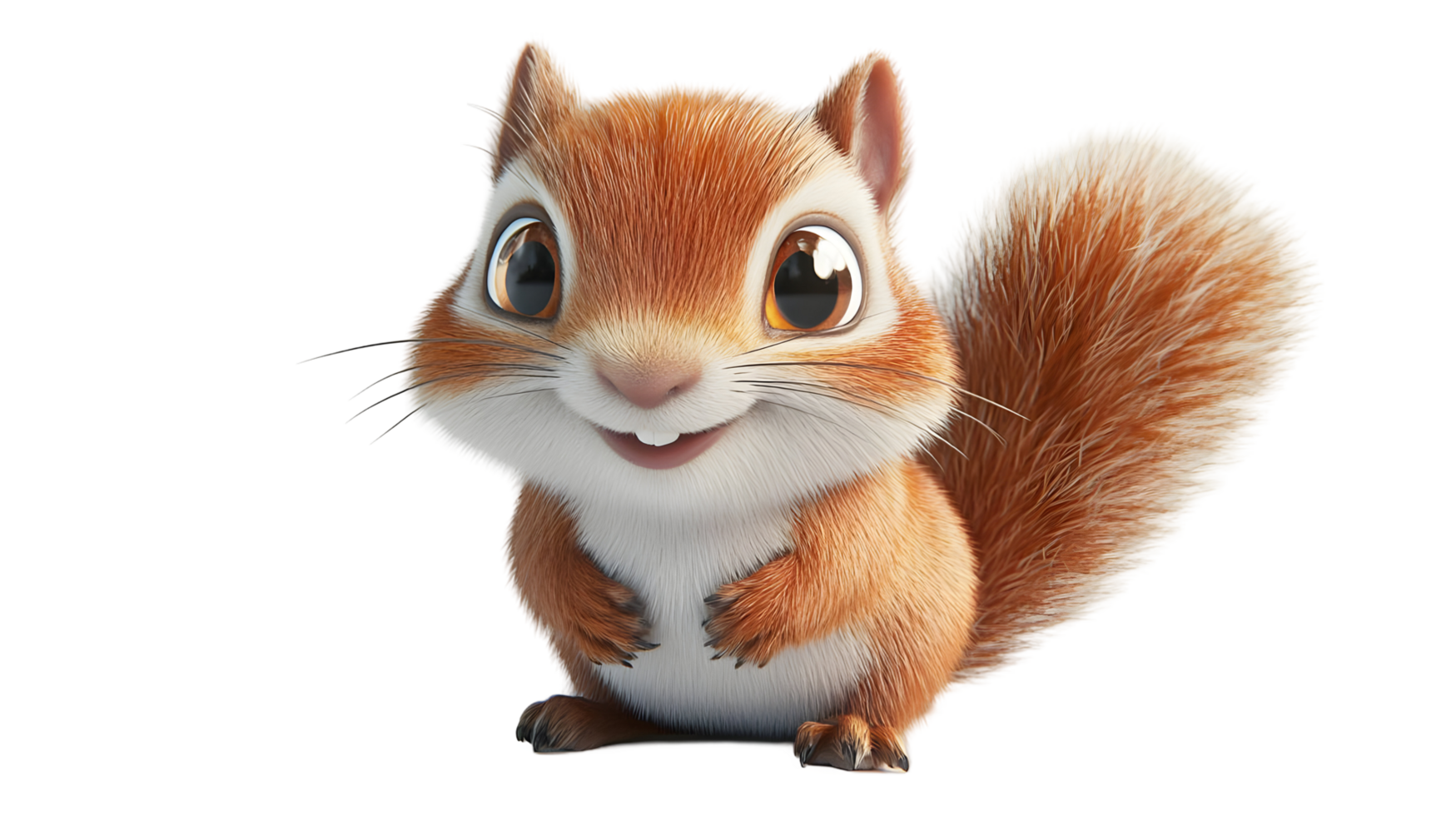 Animated, adorable, cartoon squirrel illustration. png