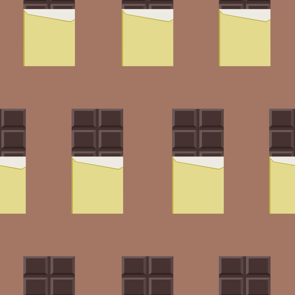 Chocolate bar seamless pattern on brown background. illustration for print, wallpaper, wrapping, fabric, cover, brochure. vector