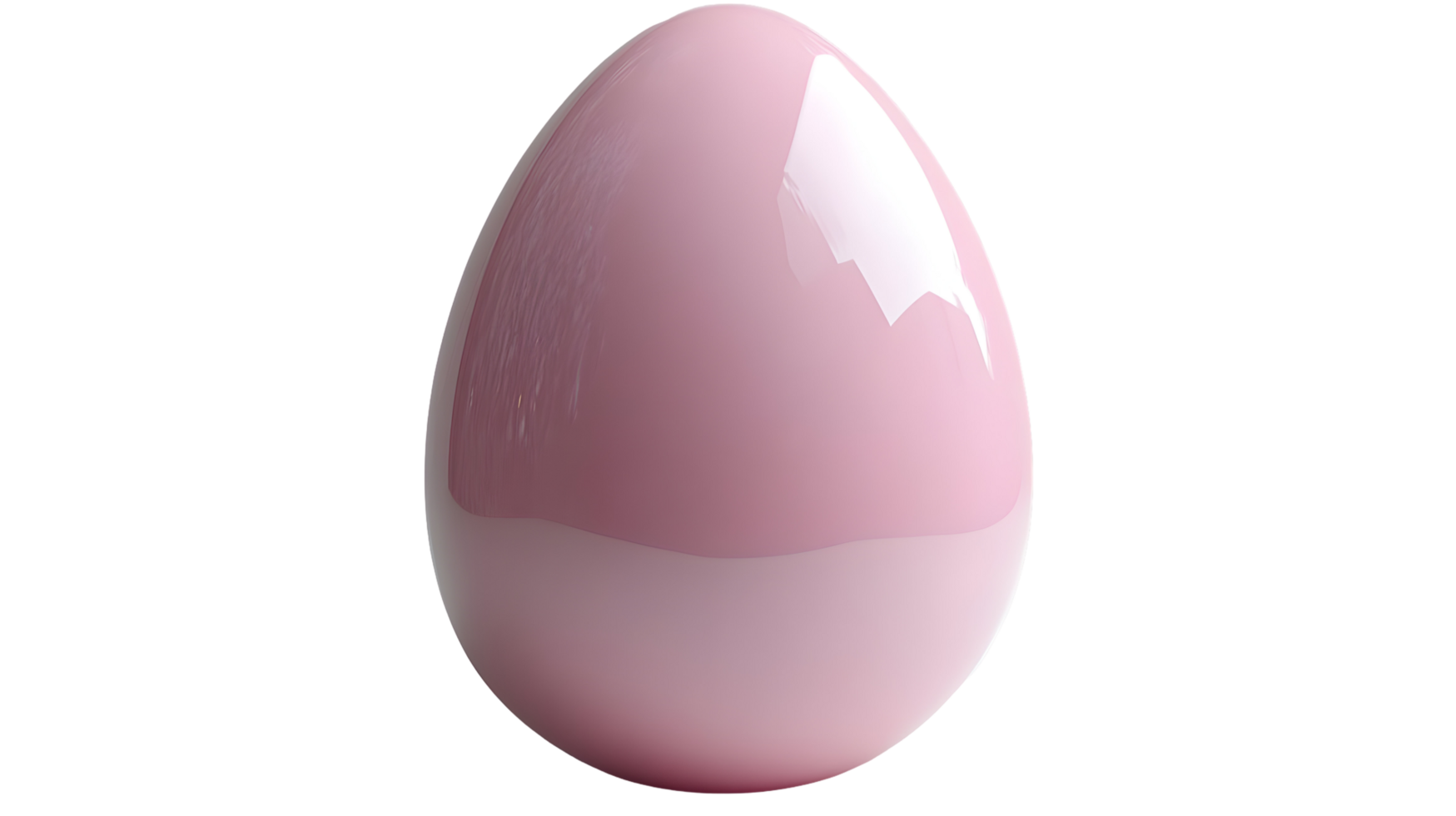 A smooth, glossy, pastel pink, ovoid decorative object, displayed against a stark backdrop. png