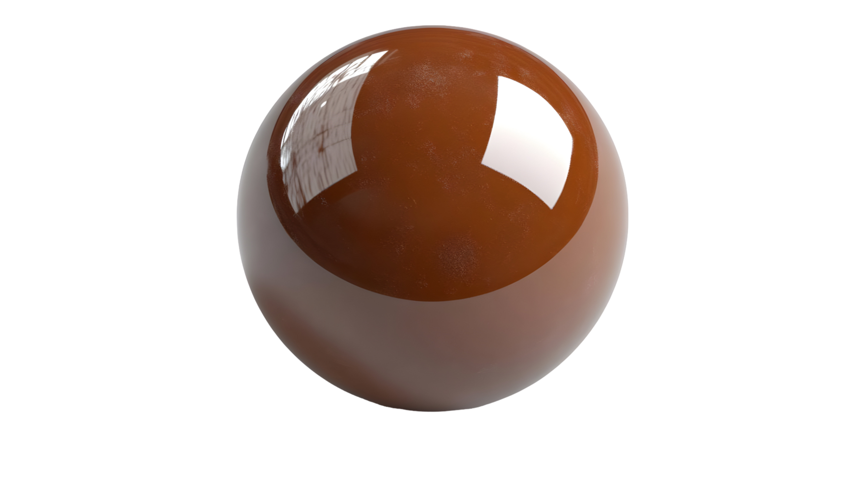 A single, smooth, glossy, brown sphere against a muted backdrop. png