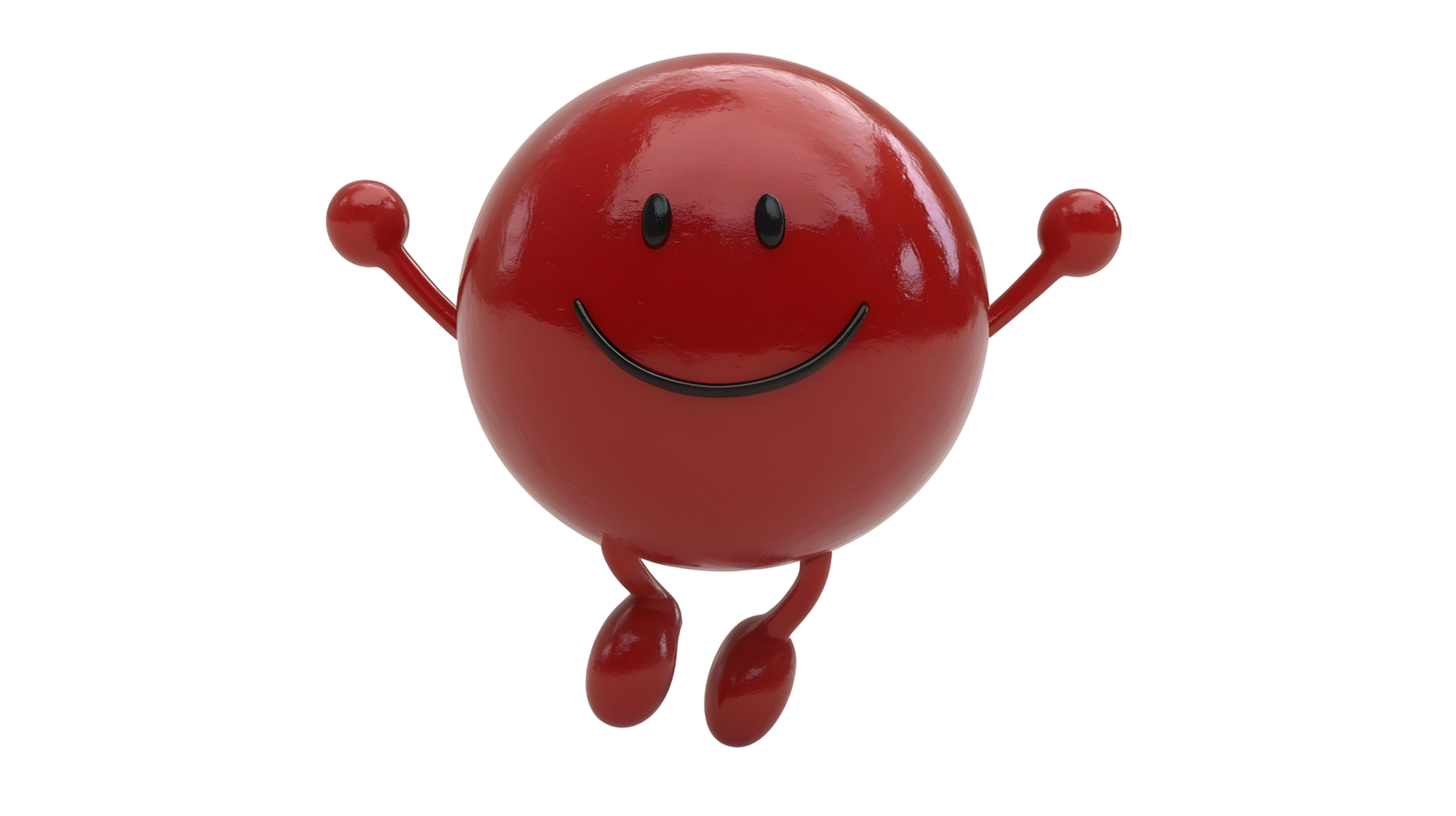 Exuberant, cheerful, round red character, joyfully leaping. png