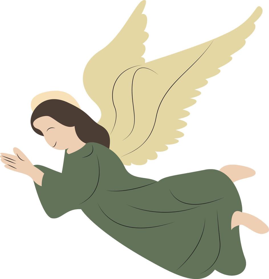 Green Angel Flying, Halo, Wings vector