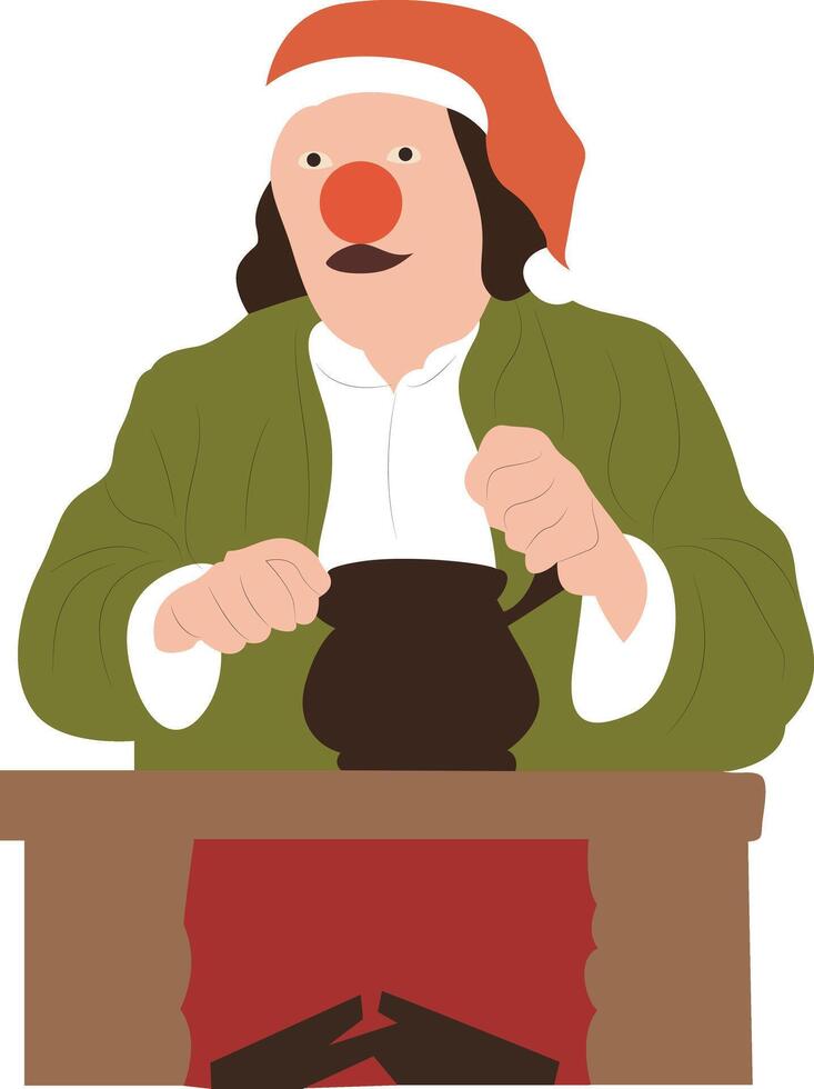 Christmas Clown Mug Fireplace Drink vector