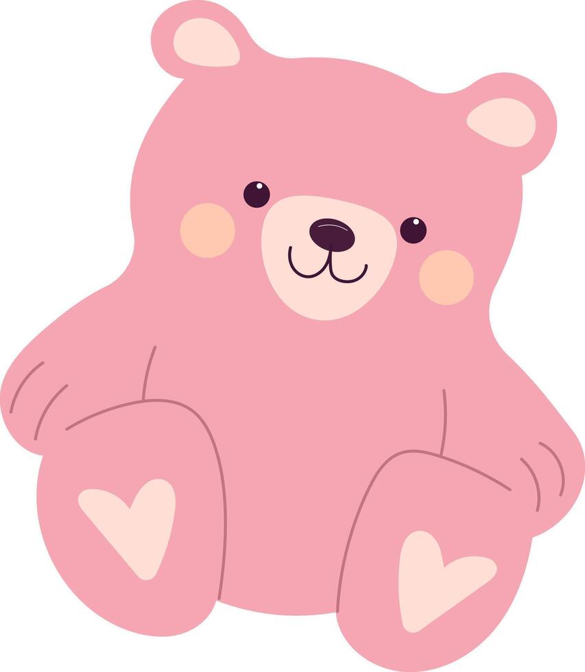 Cute pink teddy bear on white background vector