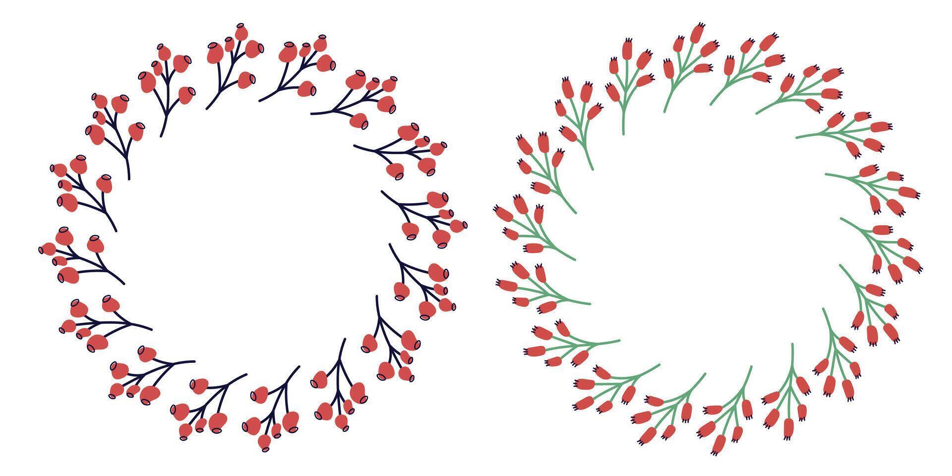 Flower round frames with red flowers. vector
