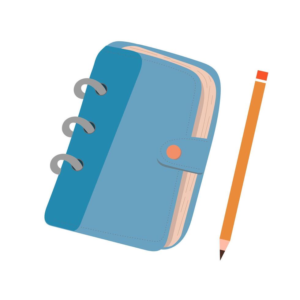 Journal with pencil on white background. Scrapbooking element. Journalling. Bullet journal. vector