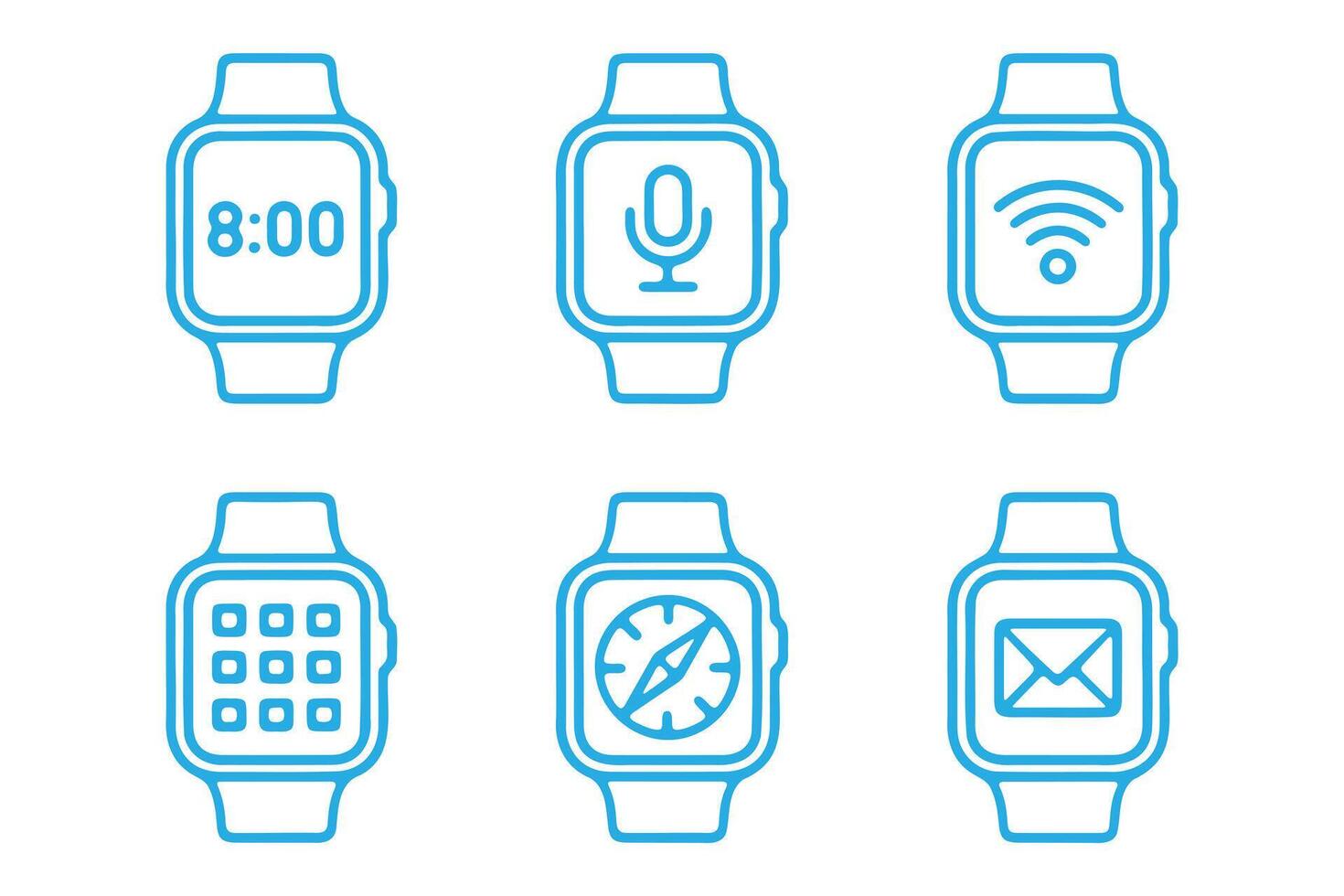 Smartwatch Icons with Different App Functions vector