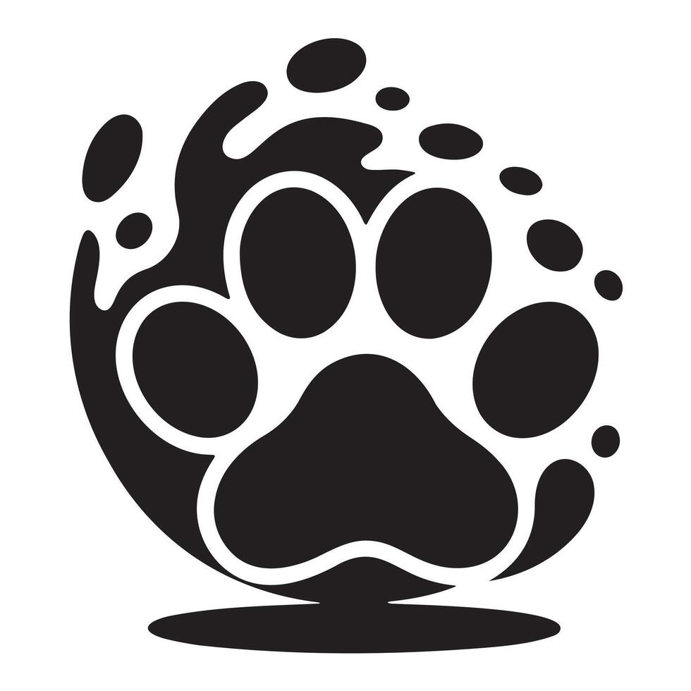 Stylish Black Dog Paw Print Logo with Abstract Design vector