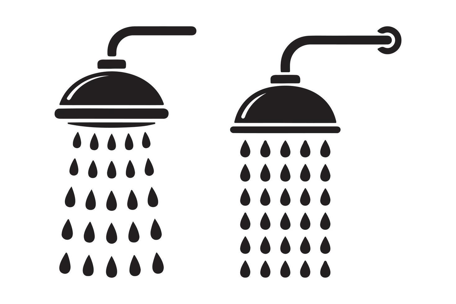 Two Simple Shower Heads with Water Spraying vector