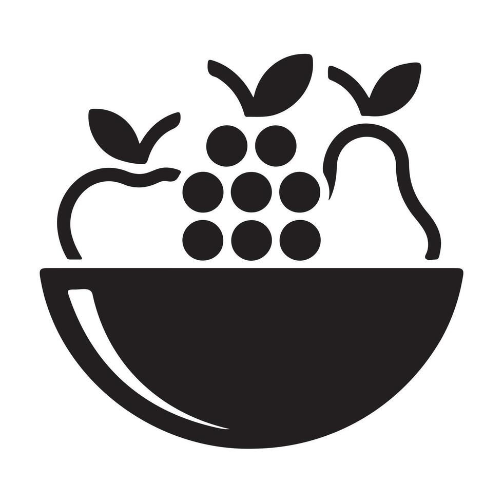 Fresh Fruit in a Bowl Icon vector