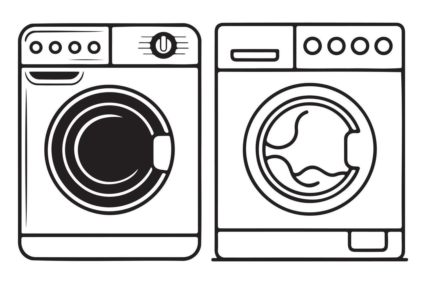 Modern Washing Machines - Simple Line Art Design vector