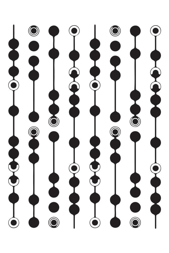 Abstract black and white pattern of interconnected circles. vector