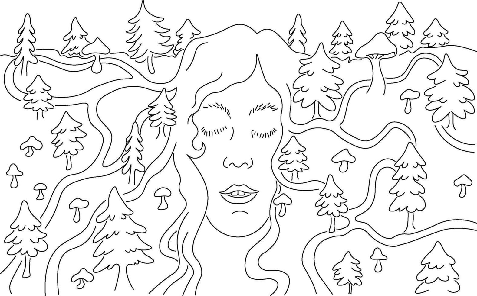 female portrait as a forest vector