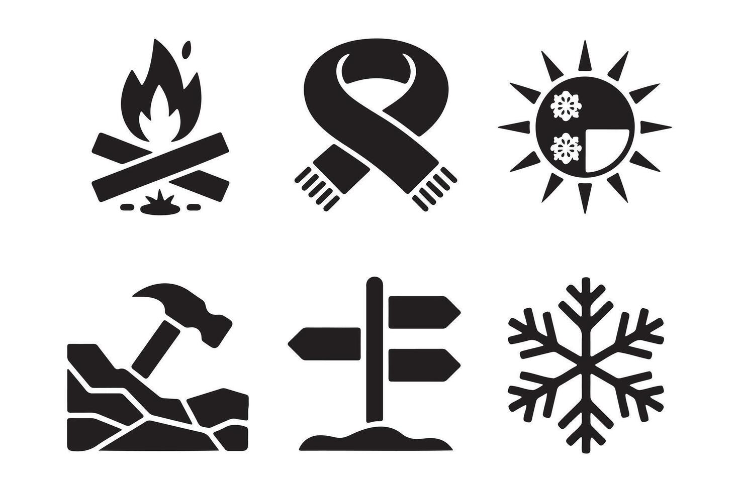 Winter and outdoor activities icons set. vector