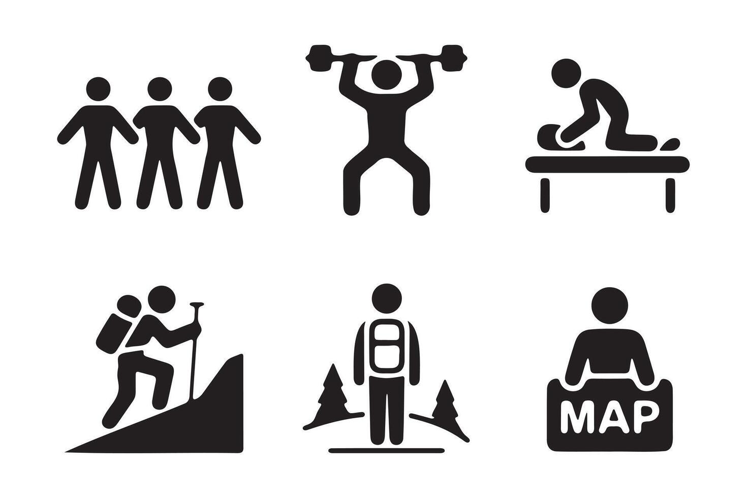 Icons Representing Diverse Outdoor and Fitness Activities vector