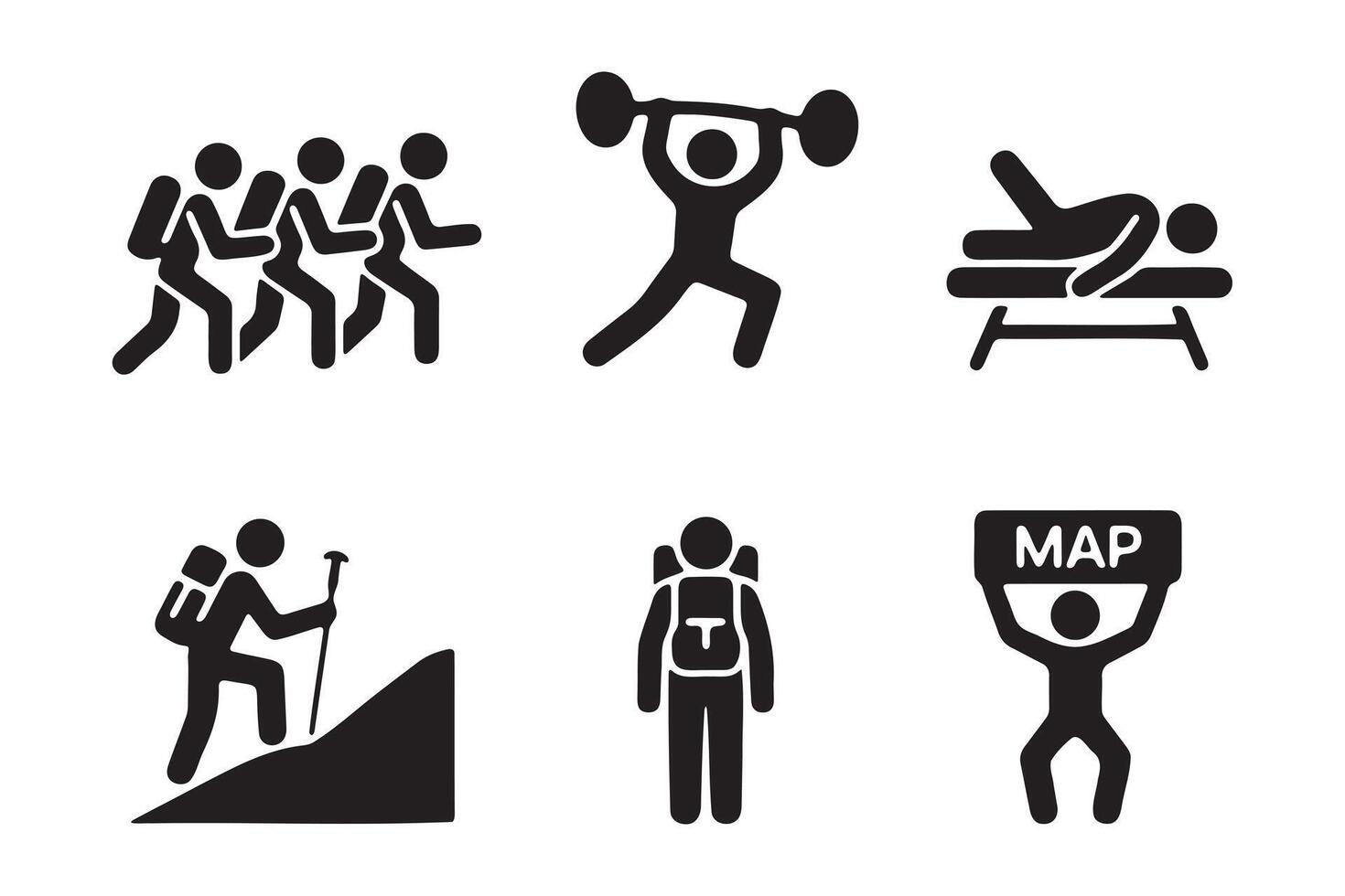 Icons Representing Various Physical Activities and Fitness vector