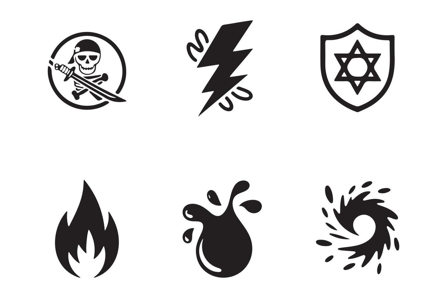 Set of Basic Icons Representing Elements of Nature and Protection vector