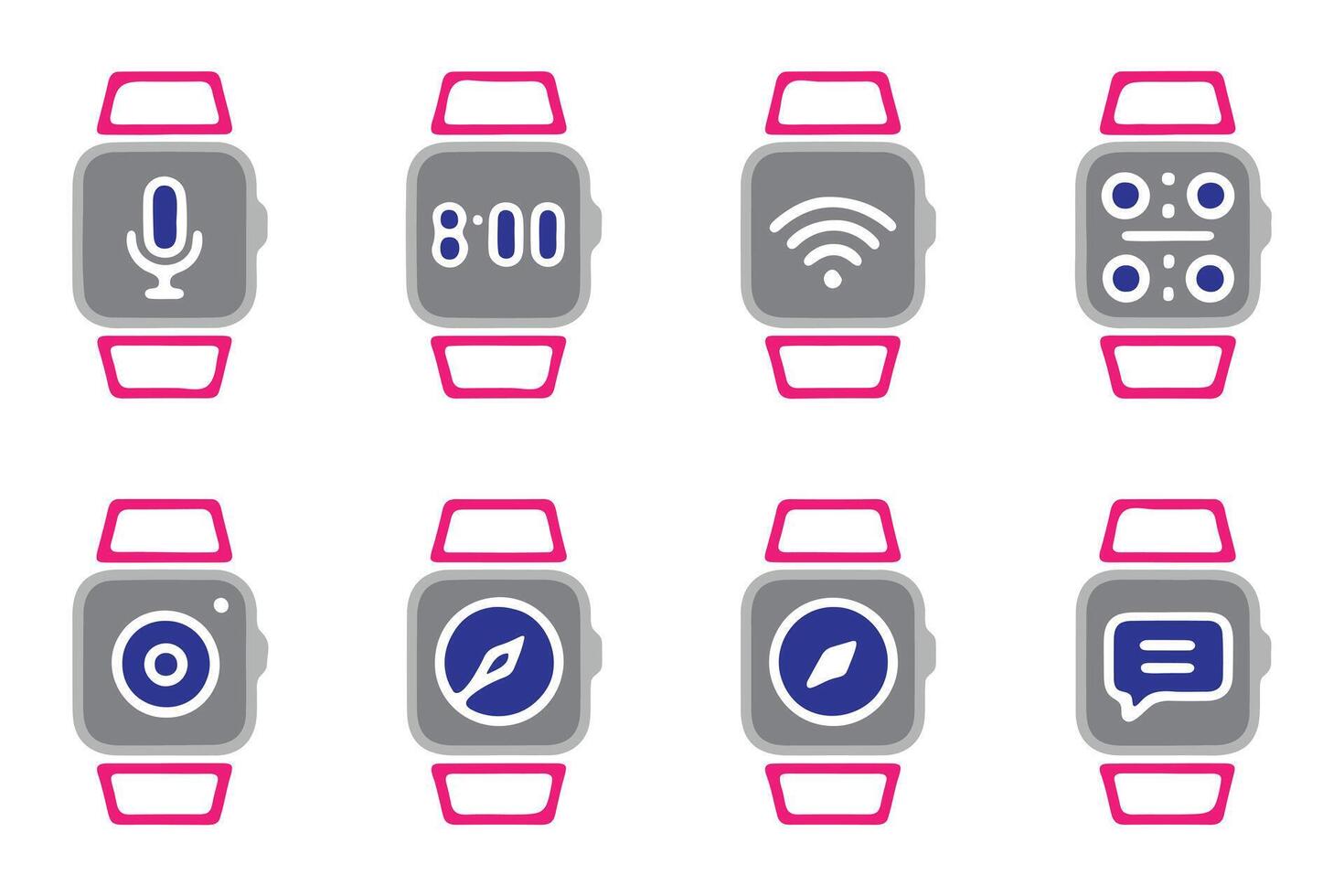Smartwatch Icons Displaying Various App Functions vector
